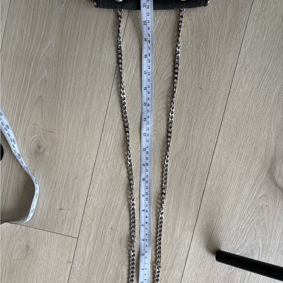 Zara Genuine Suede Studded Chain Crossbody/Shoulder Bag Black - Picture 10 of 10